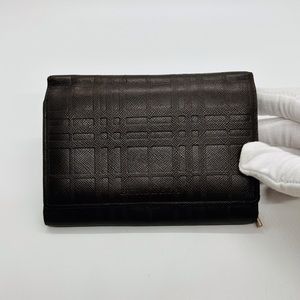 Burberry Check Brown Leather Women's Wallet Authentic